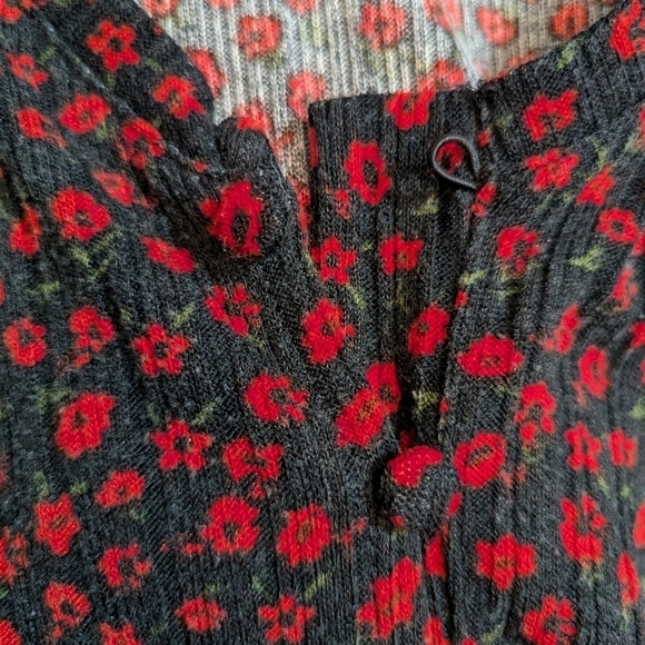 🔥 Host Pick 🔥 TOPSHOP Petite Red Floral Ribbed Long Sleeves Mini Dress Size 6 - Picture 10 of 10